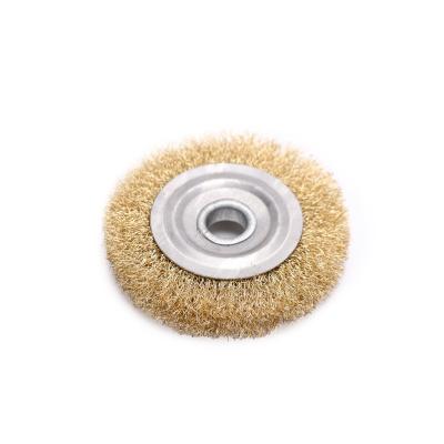 China Big Discount OEM 100mm Circular Wire Brush Durable Wholesale Brass Wire Clean Brush for sale