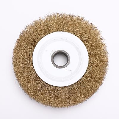 China 2022 Sales OEM 22MM Top Shaft Circular Brass Cleaning Brushes 150MM Durable Wire Clean Brush for sale