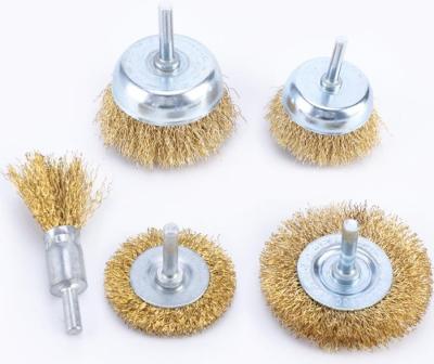 China POLISHING Custom 5piece Set Efficient Knotted Cup Brush Wire Wheel Bevel Brush for sale