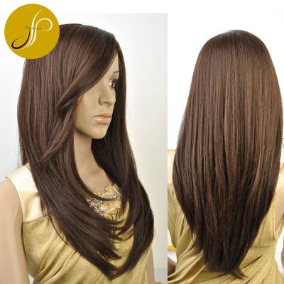 China Fashionable Pearlcoin Straight Top 100% Brazilian Hair In Long Sale Length Lace Front Woman Wig 16-22 Inch Straight for sale