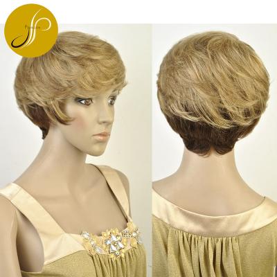 China Hot Selling Bob Pearlcoin Hair Color Short Length Mixed 100% Machine Made Non Lace Up Bob Wig for sale