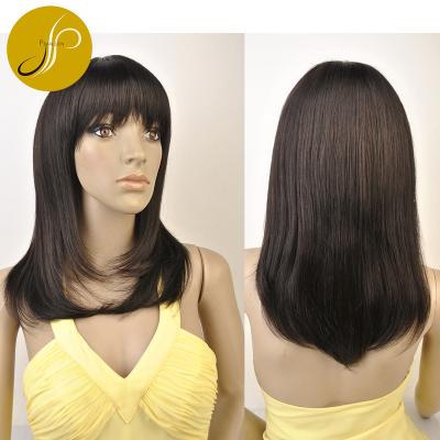 China Good quality Pearlcoin straight in sale 100% natural black human hair 14-20 inch long straight non lace wig factory price for sale