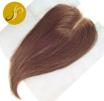 China High Quality 100% Colored Hair Pearlcoin Hair 6x9 Dark Brown Silky 10 - 14 Inch Straight Silk Base Topper For Women for sale