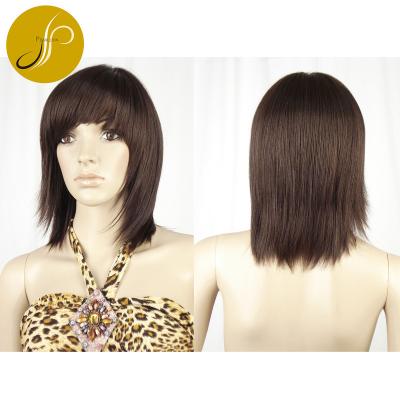 China Pearlcoin Belle Dark Brown 14-18 Inch Best Quality Heat Resistant Fiber Long Straight Non Lace Wig Machine Made for sale