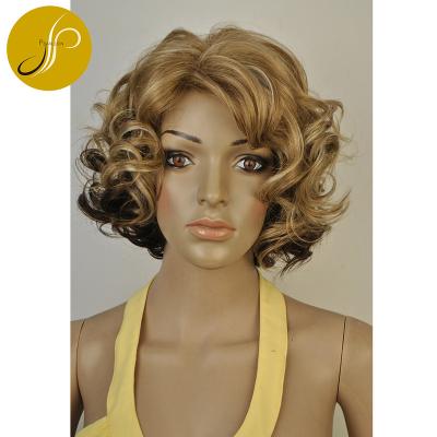 China Beautiful Pearlcoin Synthetic Fiber Curly Short Wig Hot Selling Mixed Color Non Lace Up Synthetic Wig Factory Price for sale