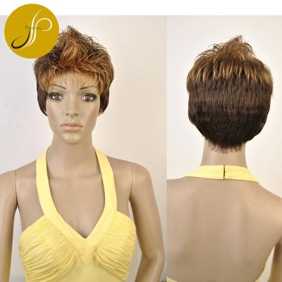 China Beautiful Pearlcoin Synthetic Fiber Hot Selling Mixed Color Short Straight Non Lace Synthetic Wig for sale