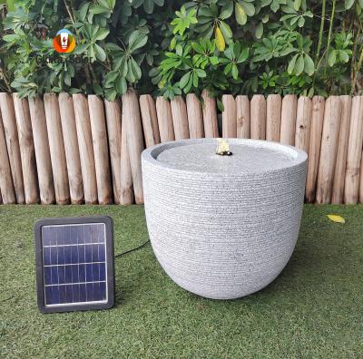 China Transform Your Outdoor Space with Marble Grey Horizontal Stripes Solar Water Fountain for sale