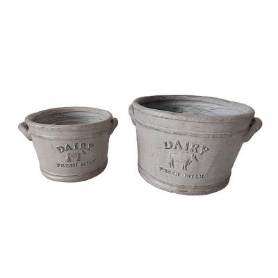 China Flower Pot Garden Pot Set 2 Dairy Fiber Stone Pot in Garden Grey Size 2 28.5*24.5*16.5cm Te koop