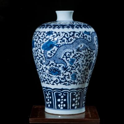 China Qing Chinese Tall porcelain antique retail 55cm porcelain vases HAND PAINTED blue and white for sale