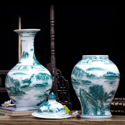 China Traditional Chinese Home Decor Blue and White Ceramic Flower Porcelain Vase for sale