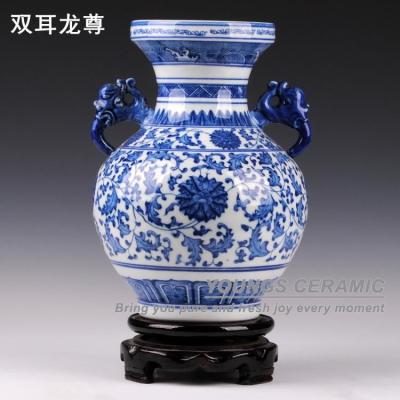 China Decorative Chinese Porcelain Antique Blue And White Porcelain Flower Vases for sale