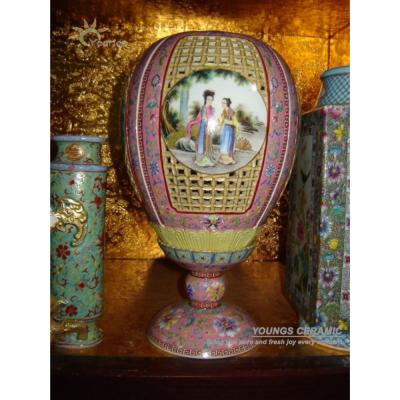 China Chinese antique heavy porcelain qing dynasty family mounted ceramic vase for luxury collection for sale