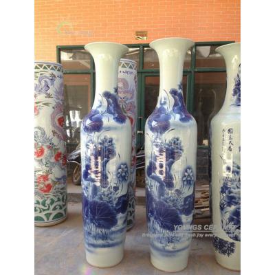 China Chinese Hand Painted Porcelain Floor Vases H2meter Tall For Indoor And Outdoor Decoration for sale