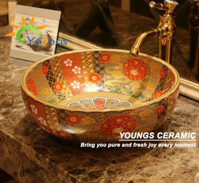 China Hand thrown beautiful European style porcelain sink with countertop for sale