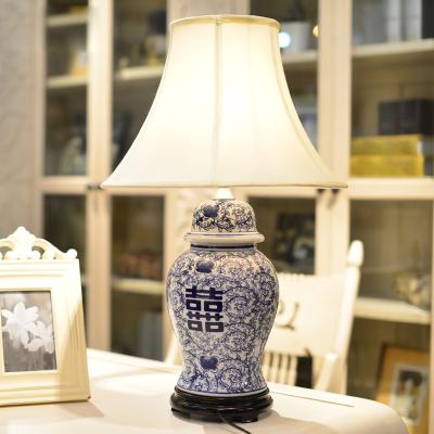 China Traditional Chinese Porcelain Ginger Jar Blue White Table Lamps For Bedroom for sale