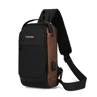 China Motion Detection Wholesale waterproof anti theft USB men chest bags sling bag shoulder chest bag for sale