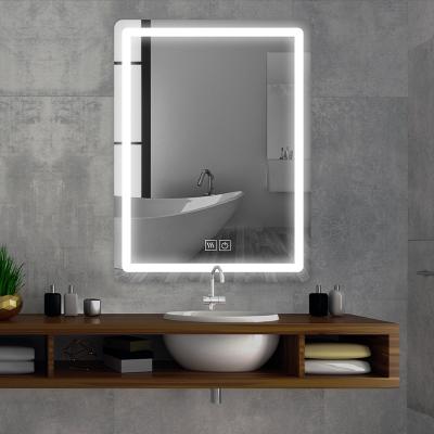 China LED Bathroom Mirror Dimmable Makeup Mirror LED Lighted Vanity Mirror Lighted Wall Mount Bathroom With Fog Light for sale