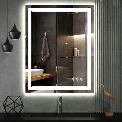 China Lighted LED Bathroom Mirror Gradient Front And Back Backlight Suitable For Fog Light Wall Mounted Hanging Bathroom Panel Lighting for sale