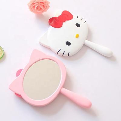 China Handheld Travel Lit Hello Kitty Vanity Mirrors Cartoon Vanity Makeup Mirror Vintage Hand Held Cosmetic Tool Mirror for sale