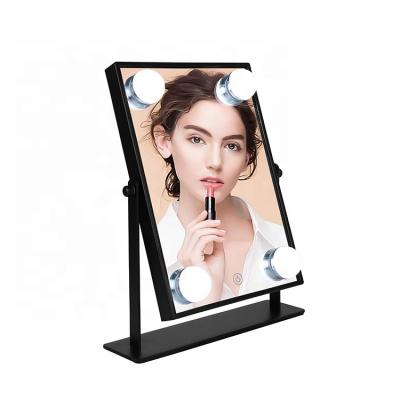 China Lighted Makeup Mirror With Light Hollywood Lighting Makeup Mirror Vanity Socket Adjustable Touch Angle Mirror With Battery for sale