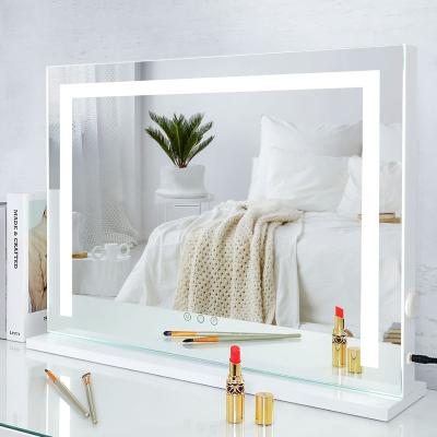 China Lighted Makeup Mirror With Light Desktop Wall Mounted Makeup Mirror With Dimmable 3 Mode LED Backlight Strip Touch Screen Control Makeup for sale