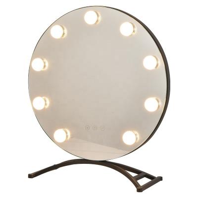 China Lighted Led Makeup Mirror Hollywood Light Belt 360 Degree Rotating Touch Mirror Charging Light Desktop Circular Dressing Table Mirror for sale