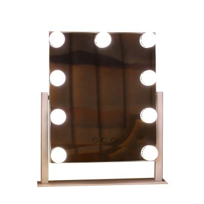 China Hollywood Lit With LED Home Makeup Mirror 9 Bulbs Bathroom Beauty Fill Beauty Three Tone Light Light Vanity Mirror for sale