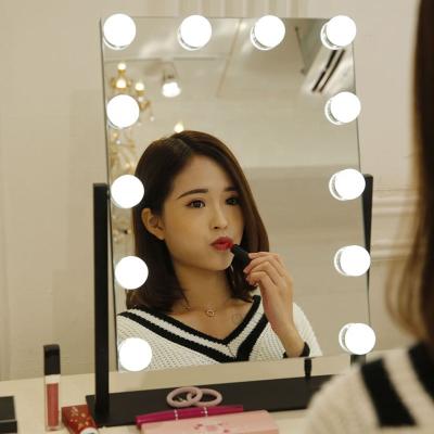 China Hollywood Makeup Lighted Vanity Mirror With LED Lights Led Vanity Touch Screen Mirror Desk 12 Bulb Mirror for sale