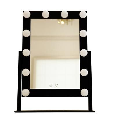 China Hollywood Makeup Lighted Vanity Mirror With LED Lights Led Vanity Touch Screen Mirror Desk 12 Bulb Mirror for sale