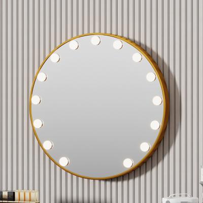 China LED Lighted Bathroom Mirror With Light Round Bathroom Vanity Mirror Wall Hanging Washbasin Makeup Smart Vanity Mirror for sale