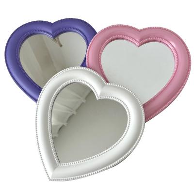 China Girl heart-shaped dressing table mirror dormitory love heart makeup mirror wall hanging decoration lighted home mirror for sale