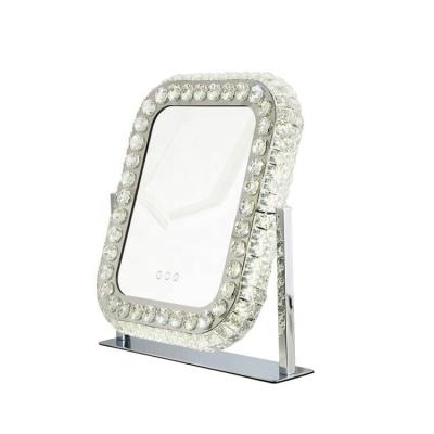 China Square Crystal 3 Colors Lit Hollywood Style Mirror Vanity Princess Mirror To Makeup for sale