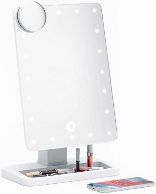 China Lighted Vanity Makeup Mirror with Bluetooth Lights Lighted White Plastic Mirror for sale