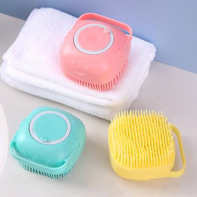 China Viable Multifunctional Silicone Pet Grooming Brush Soft Scrubber Shampoo Dispensing Brush for sale