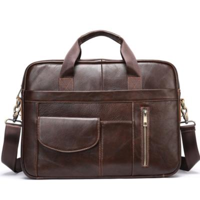 China Fashion Computer Handbag Coffee Waterproof Men\Comfortable Laptop\Durable Design Business Bag Soft Sided Leather Briefcase for sale