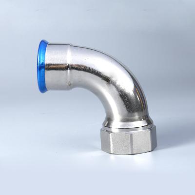 China Fluid Single Press Fit Fittings Pipe 90 degrees Internal Thread Elbow Stainless Steel 304/316 Factory Custom Personnalised for sale