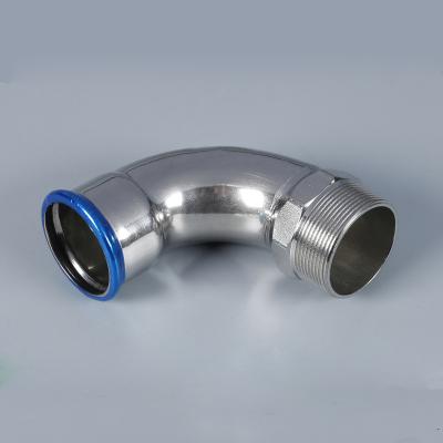 China Fluid Single Press Fit Fittings Pipe 90 degrees External Thread Elbow Stainless Steel 304/316 Factory Custom Personnalised for sale