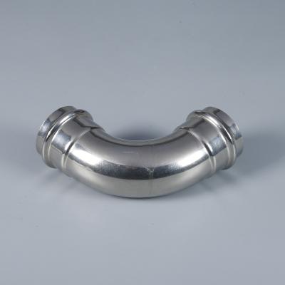 China Fluid OEM 90 degree Elbow Double Press Fit Fittings Pipe  stainless steel 304/316 press fitting for sale