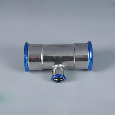 China Fluid OEM No Minimum Requirement stainless steel marine fittings Reducer Tee Pipe Single Press Fit Fittings for sale