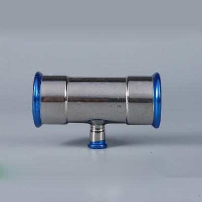 China Fluid sanitary stainless steel 316 fittings Reducer Tee Pipe Single Press Fit Fittings Anti-corrosion for sale