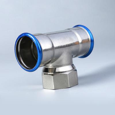 China Fluid Stainless steel 304/316  Single Press Fit Fittings Internal Thread Tee Pipe for sale