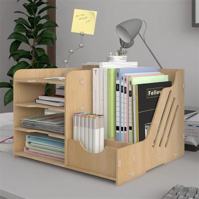 China 7 Total Sections For Storing Tonsmile Cherry Wooden Office A4 Stationery Desk Organizer Hot Selling Modern Tray Of Small Items for sale