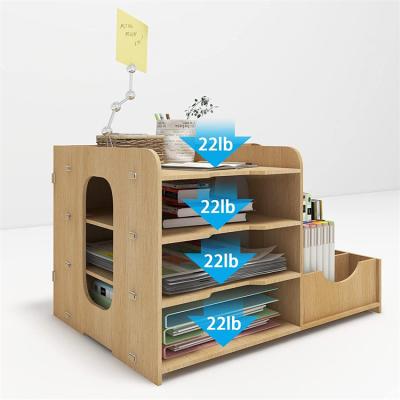 China 7 Total Sections To Store Tonsmile Small Office Items Wooden Tidy Drawer A4 Stationery Storage Paper Organizer for sale