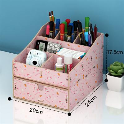 China 8 Sections For Storing Tonsmile Popular Modern Pink Desk Table Office Stationery Drawer Organizer Of Different Office Items for sale