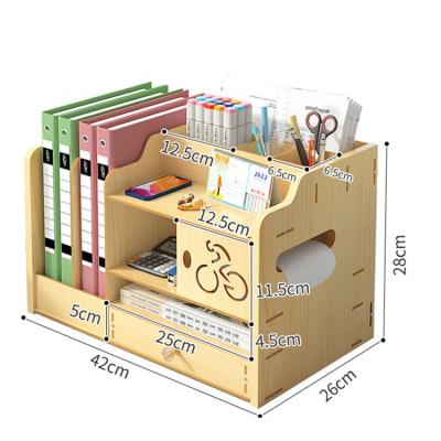 China 10 Total Sections To Store Tonsmile Small Office Ware Desk Organizer Tidy Storage Holder Paper File Holders Wooden Storage Box for sale