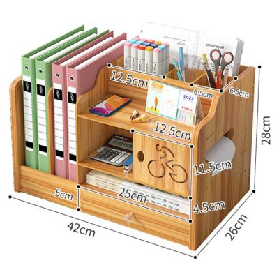 China Total 10 Sections To Store Tonsmile Promotional Small Items Wood Set Paper Dormitory Pen Stationery Holder Desk Organizer Folder Office for sale