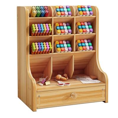 China 13 Total Sections To Store Tonsmile Wholesale Wooden Office Stationery Classroom Small Office Stationery Oblique Rubber Marker Pen Holder for sale