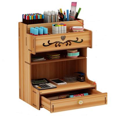 China Tonsmile Multifunctional and Decreased Pen Holder Personalized Oblique Classroom Wooden Desktop Stationery Pencil Organizer for sale