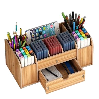 China Tonsmile DIY Desktop Storage Wooden Multifunctional Pen Holder With Nordic Ins Organizer Style For Office Stationery for sale