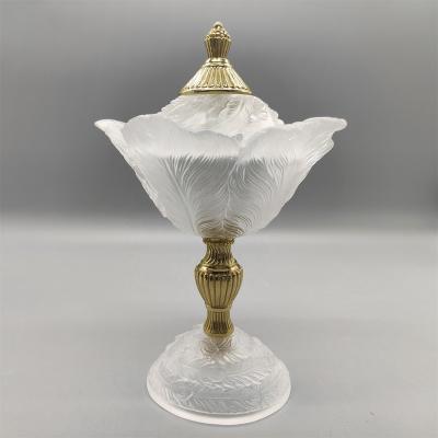 China Europe Madden New Luxury Arabic Burner Feather Shaped Crystal Censer Hand-Carved For Home Decor for sale